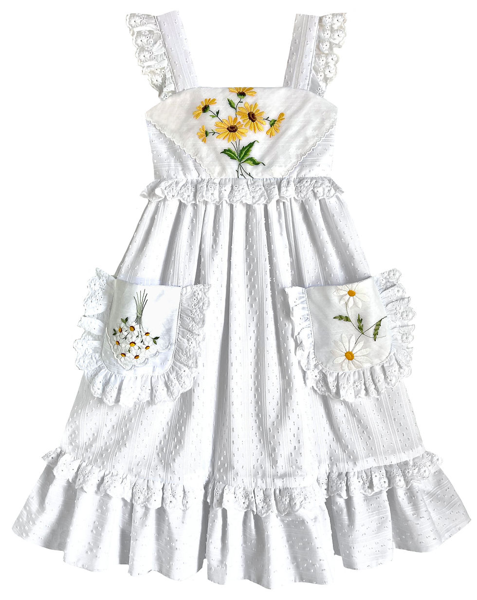 Thumbnail: 8y Heirloom Handkerchief Dress in Provençal Sunflowers & Daisies