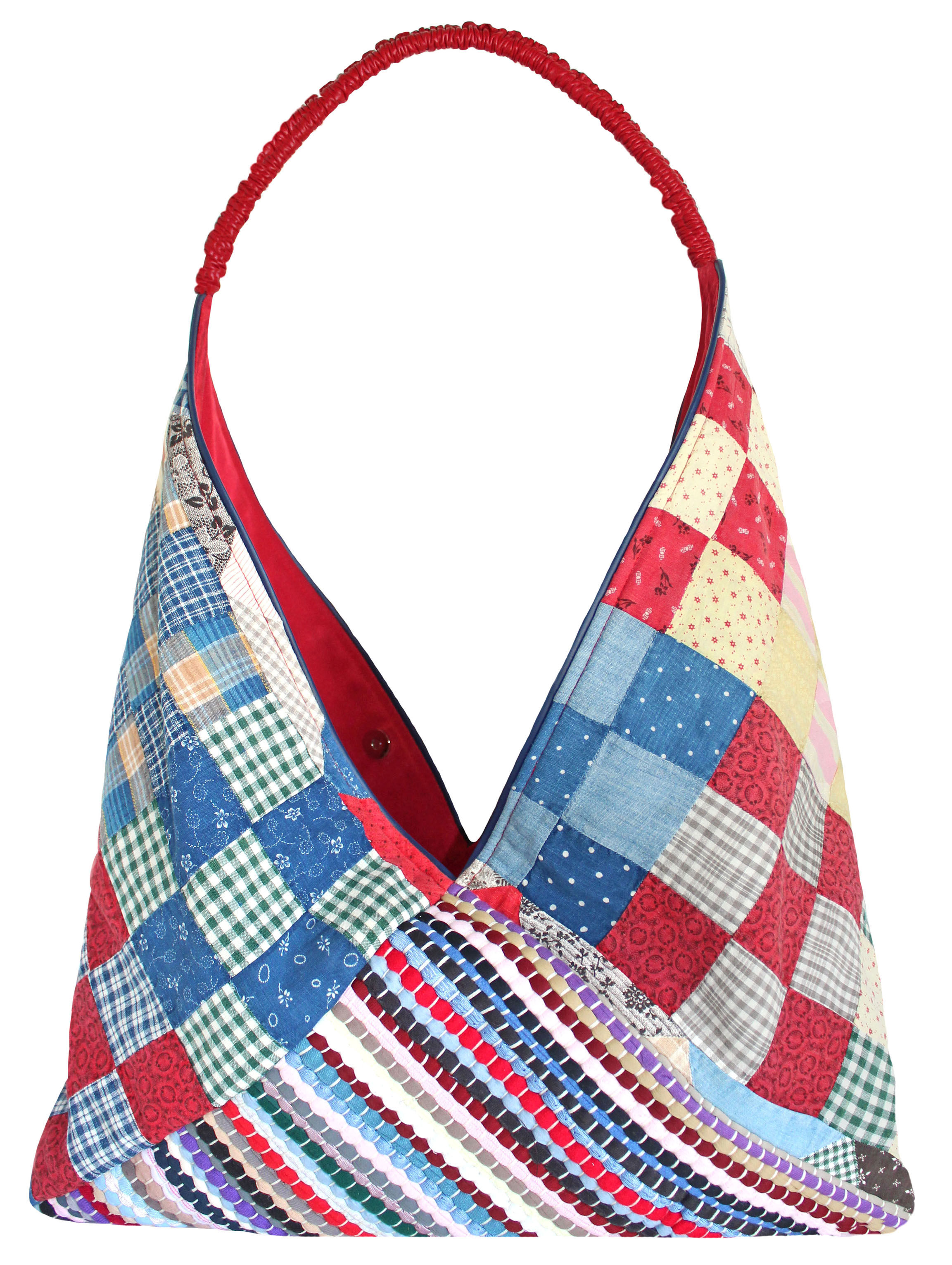 Patchwork Hobo Bag - Rouge