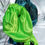 Thumbnail: Two silk bonnets: bright green and turquoise 