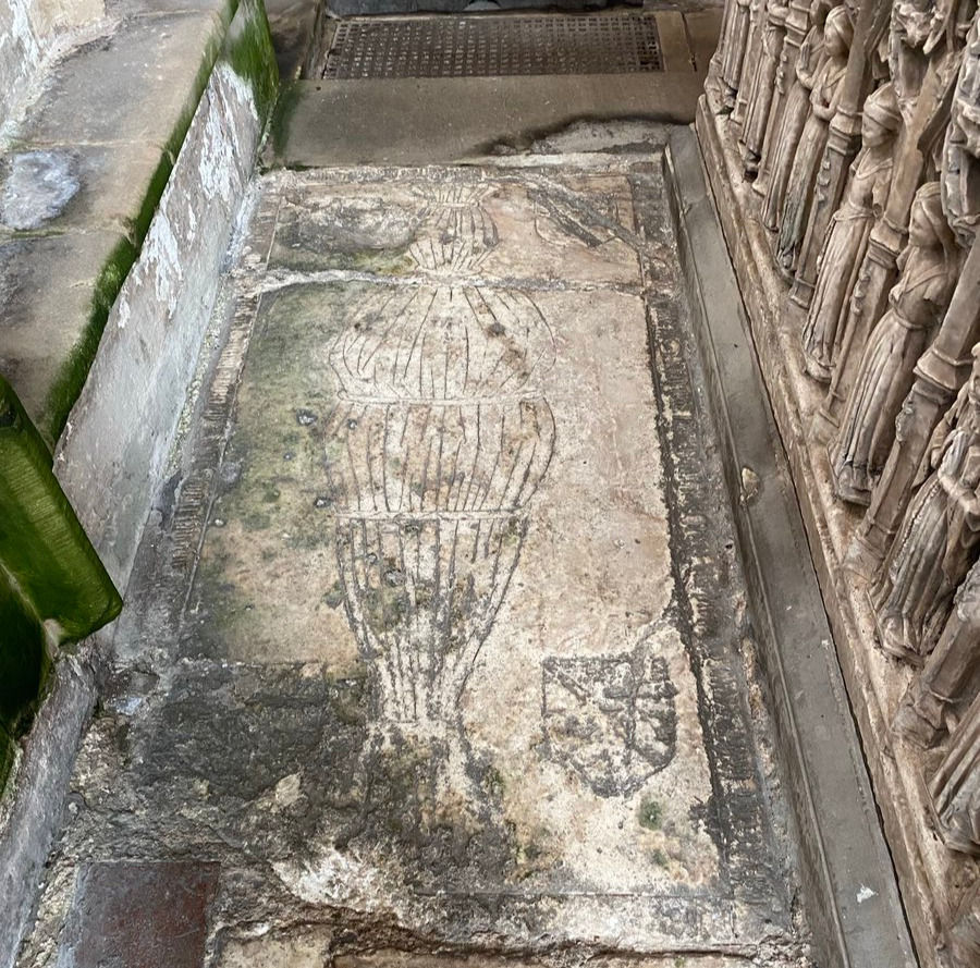 slab with a shrouded effigy