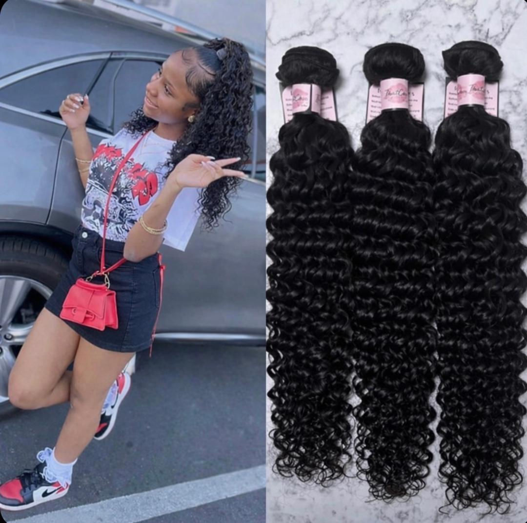 3pcs Deep Wave 100% Virgin Human Hair Curly Bundles