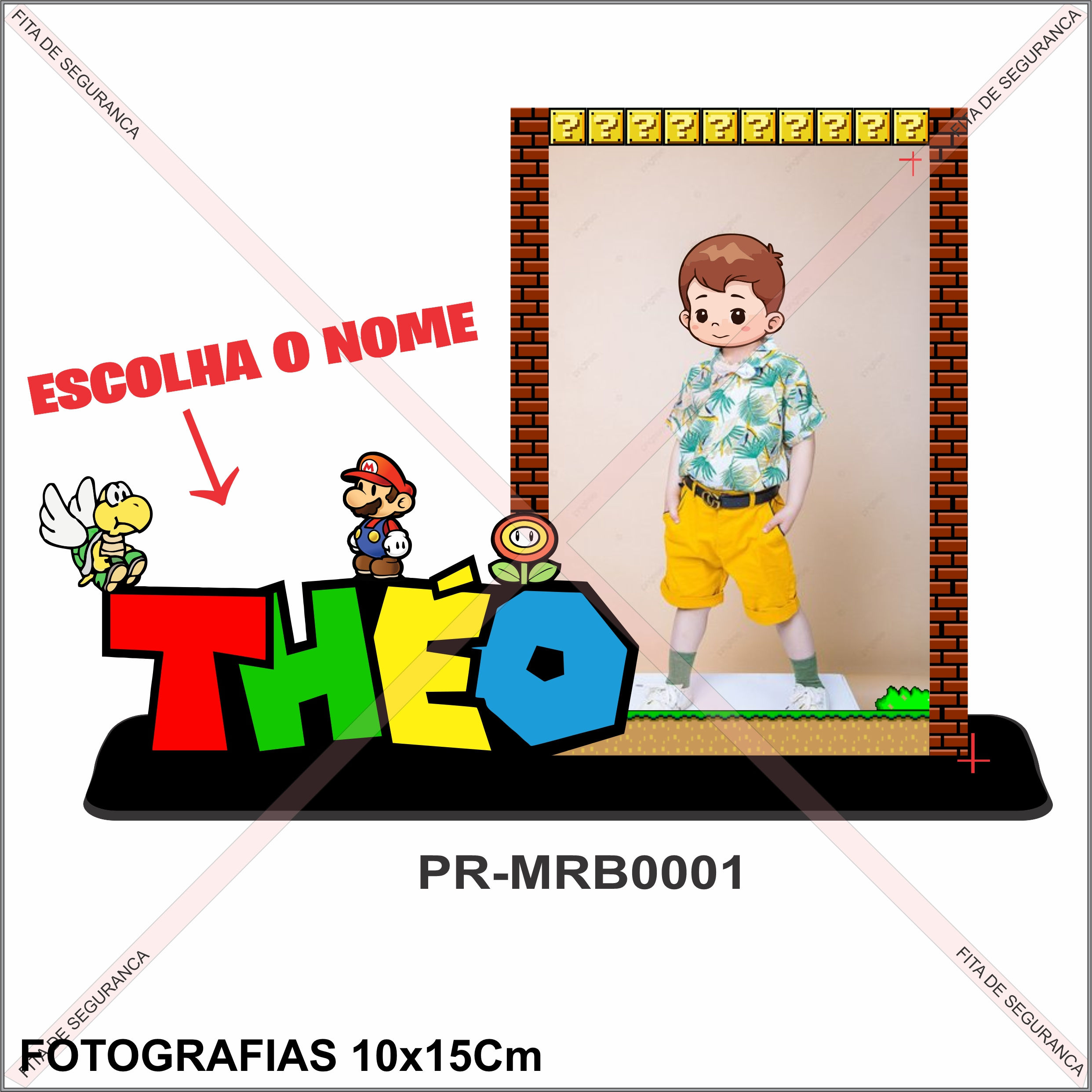 Porta-Retrato Super Mario com Nome Personalizado