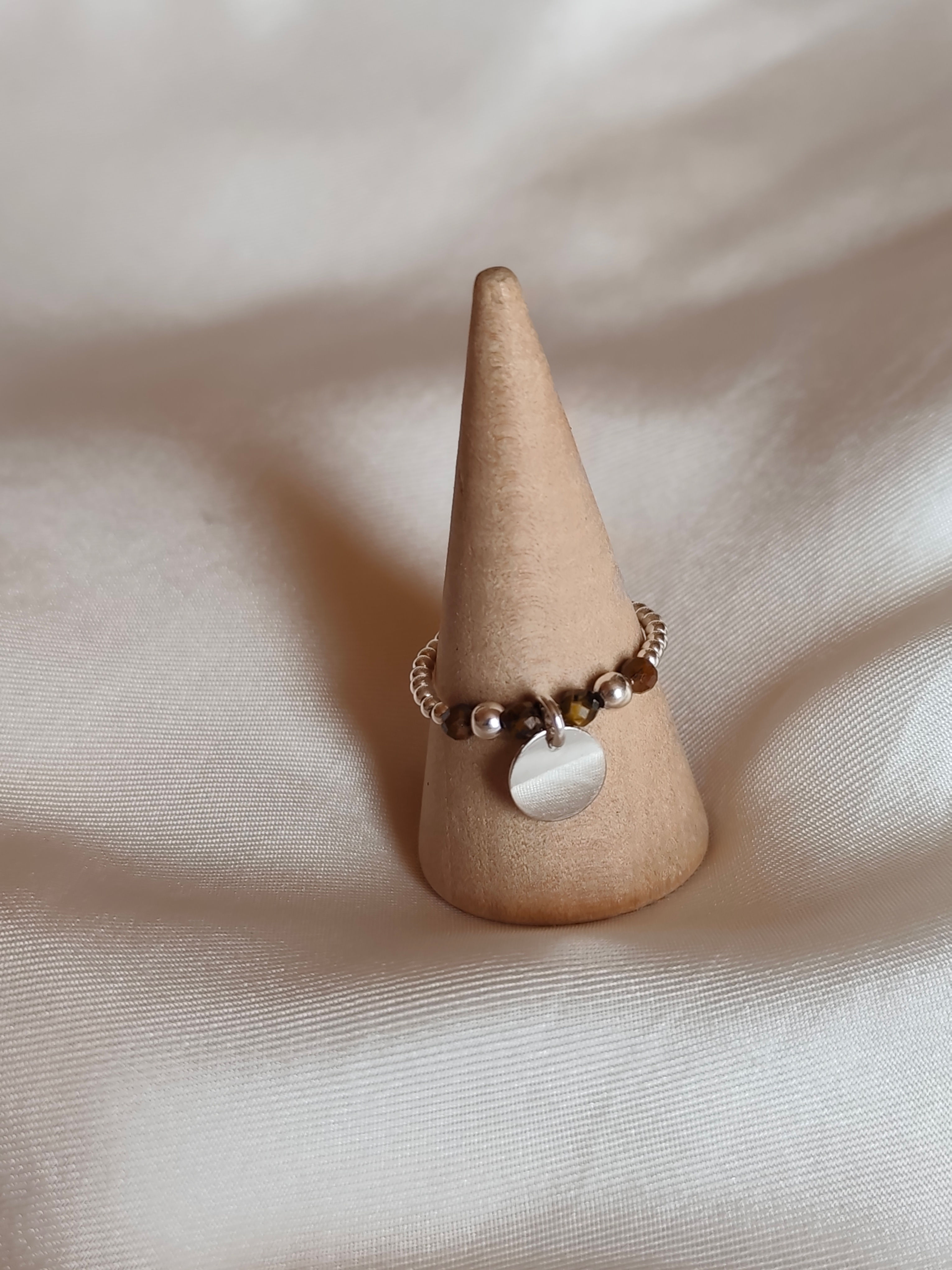 Bague oeil de tigre avec médaille 