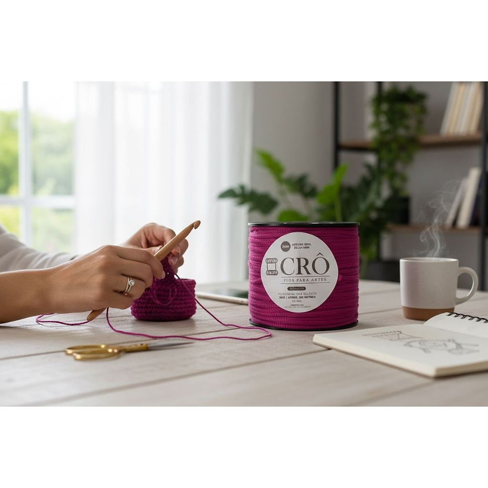 Miniatura: Fio Crô Premium 100% Poliéster 3MM - 200 Metros PINK