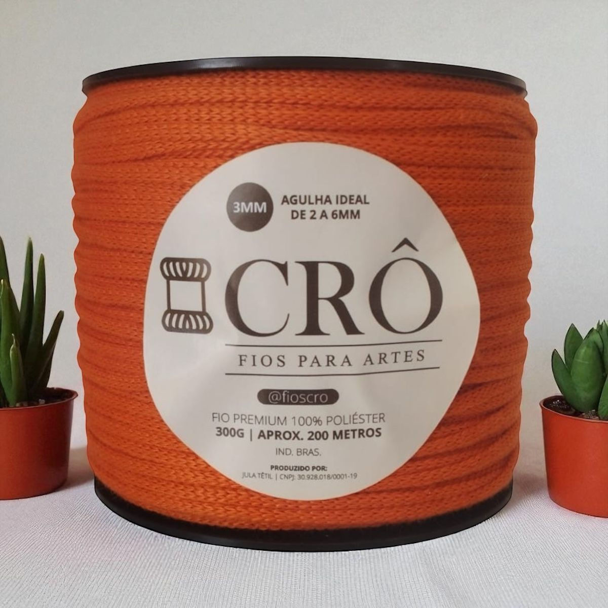 Fio Crô Premium 100% Poliéster 3MM  200 Metros  LARANJA