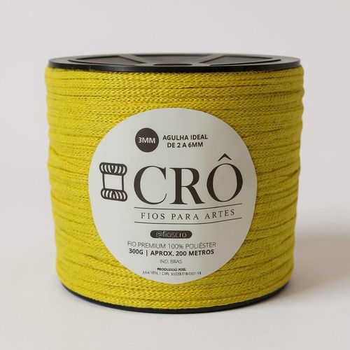 Miniatura: Fio Crô Premium 100% Poliéster 3MM 200 Metros AMARELO