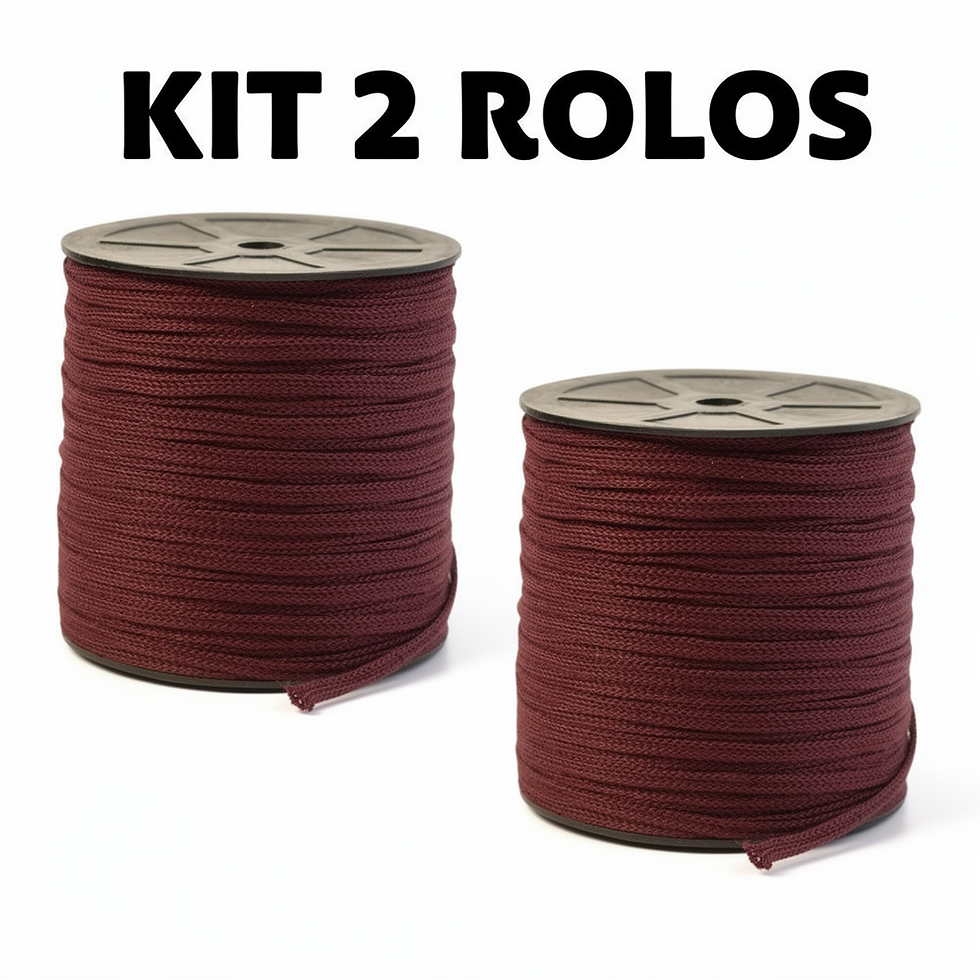 Miniatura: KIT 2 ROLOS (1 KG) FIO PREMIUM 5MM 100% POLIESTER CROCHE/ TRICO/ MACRAMÊ