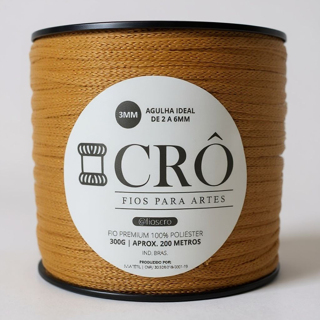 Fio Crô Premium 100% Poliéster 3MM  200 Metros  MOSTARDA