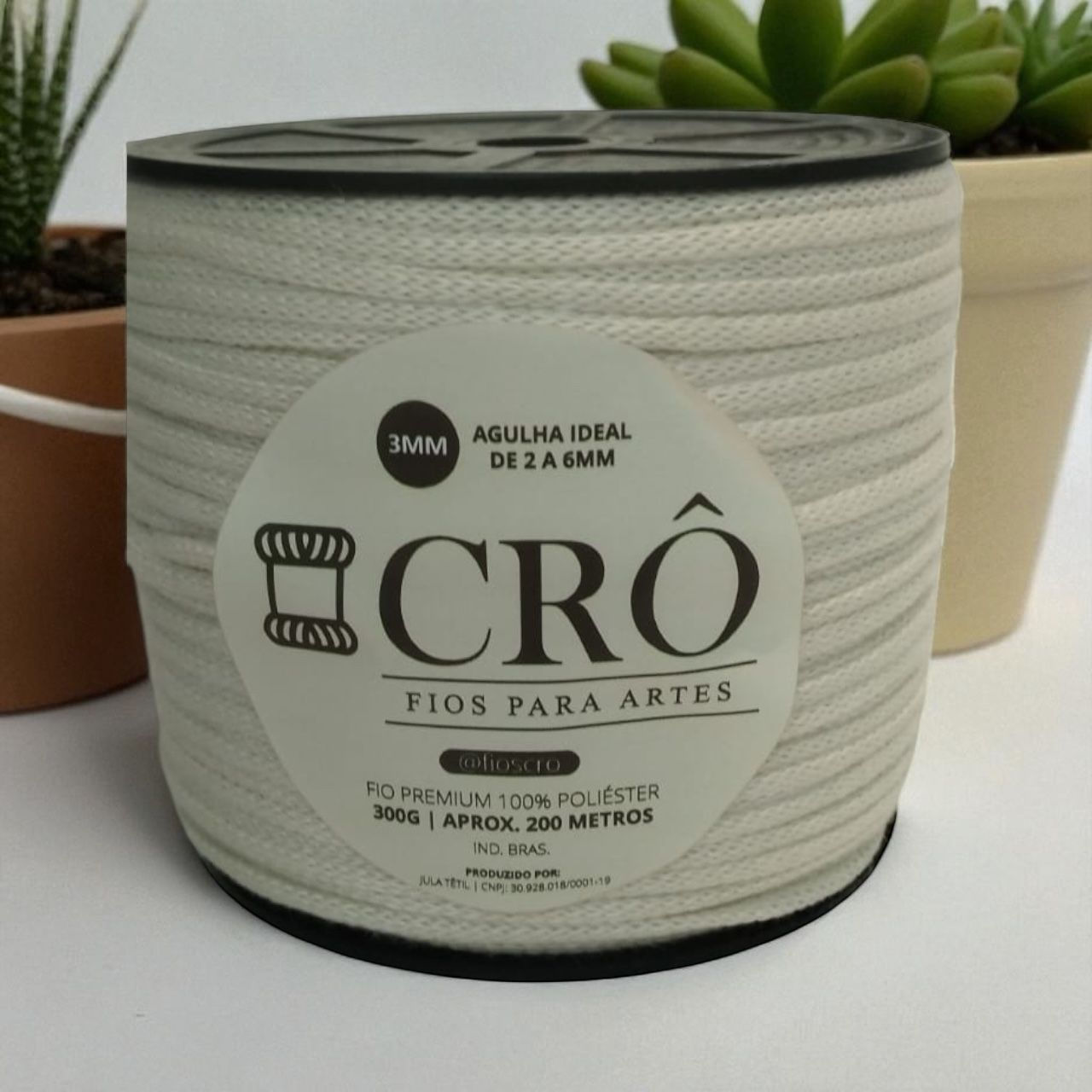 Fio Crô Premium 100% Poliéster 3MM  200 Metros   OFF WHITE