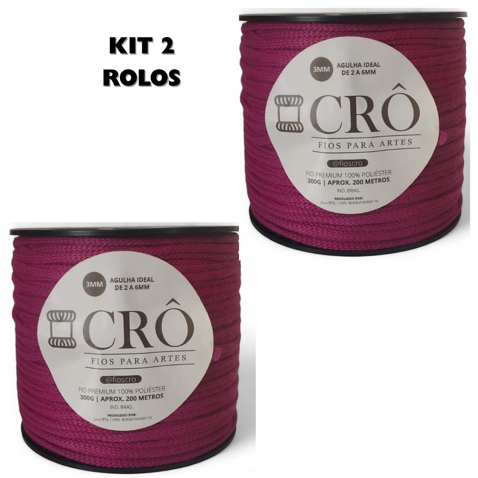 Miniatura: KIT 2 ROLOS FIO CRÔ PREMIUM 3MM 100% POLIESTER/ 600 GRAMAS/ 400 METROS