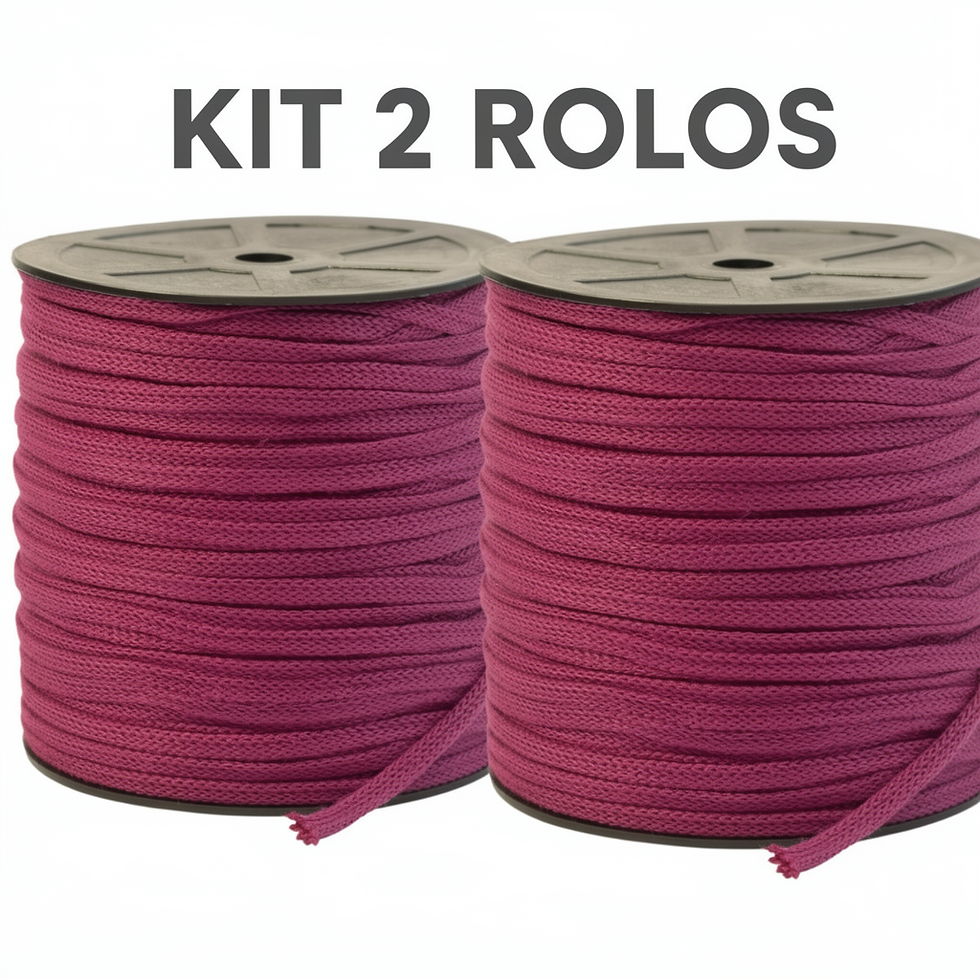 Miniatura: KIT 2 ROLOS (1 KG) FIO PREMIUM 5MM 100% POLIESTER CROCHE/ TRICO/ MACRAMÊ