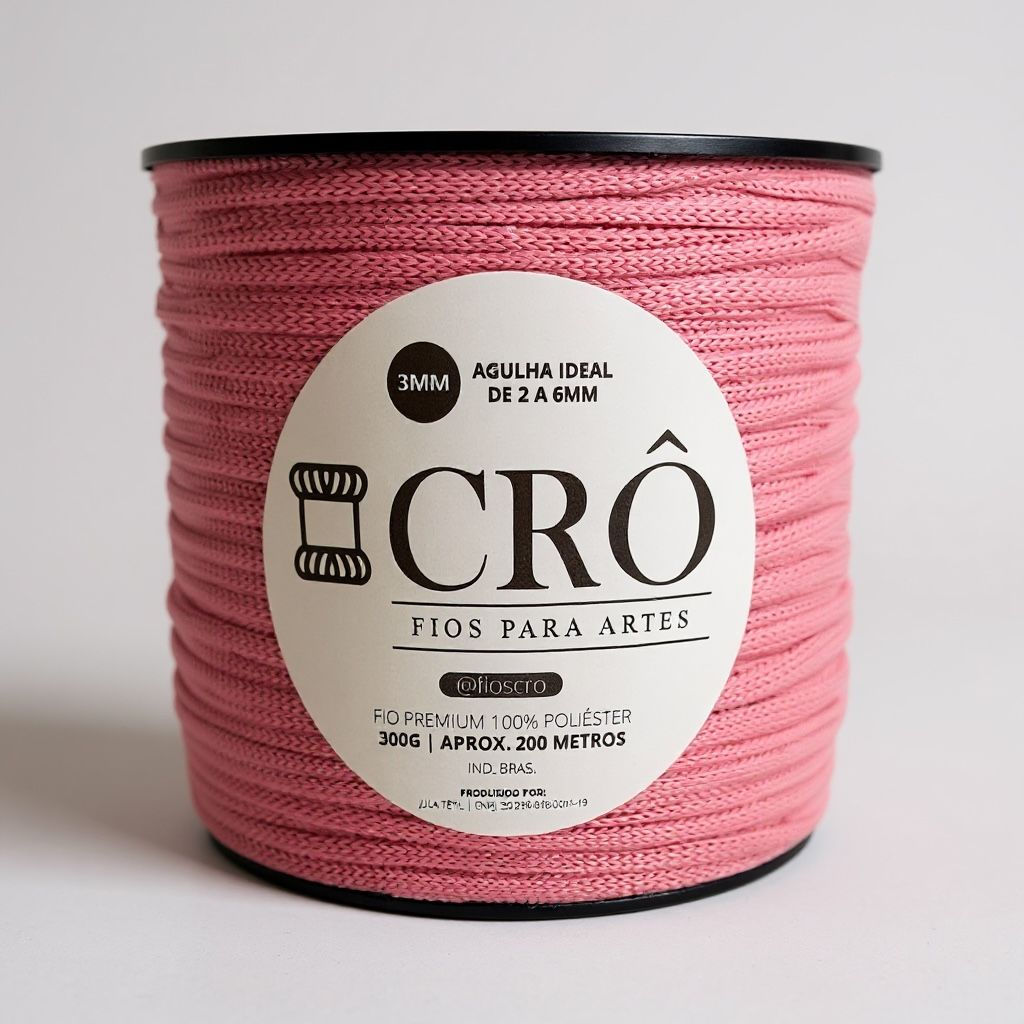 Fio Crô Premium 100% Poliéster 3MM 200 Metros ROSA