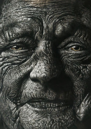 dessin veille dame au pastel sec par Ninon Cobergh