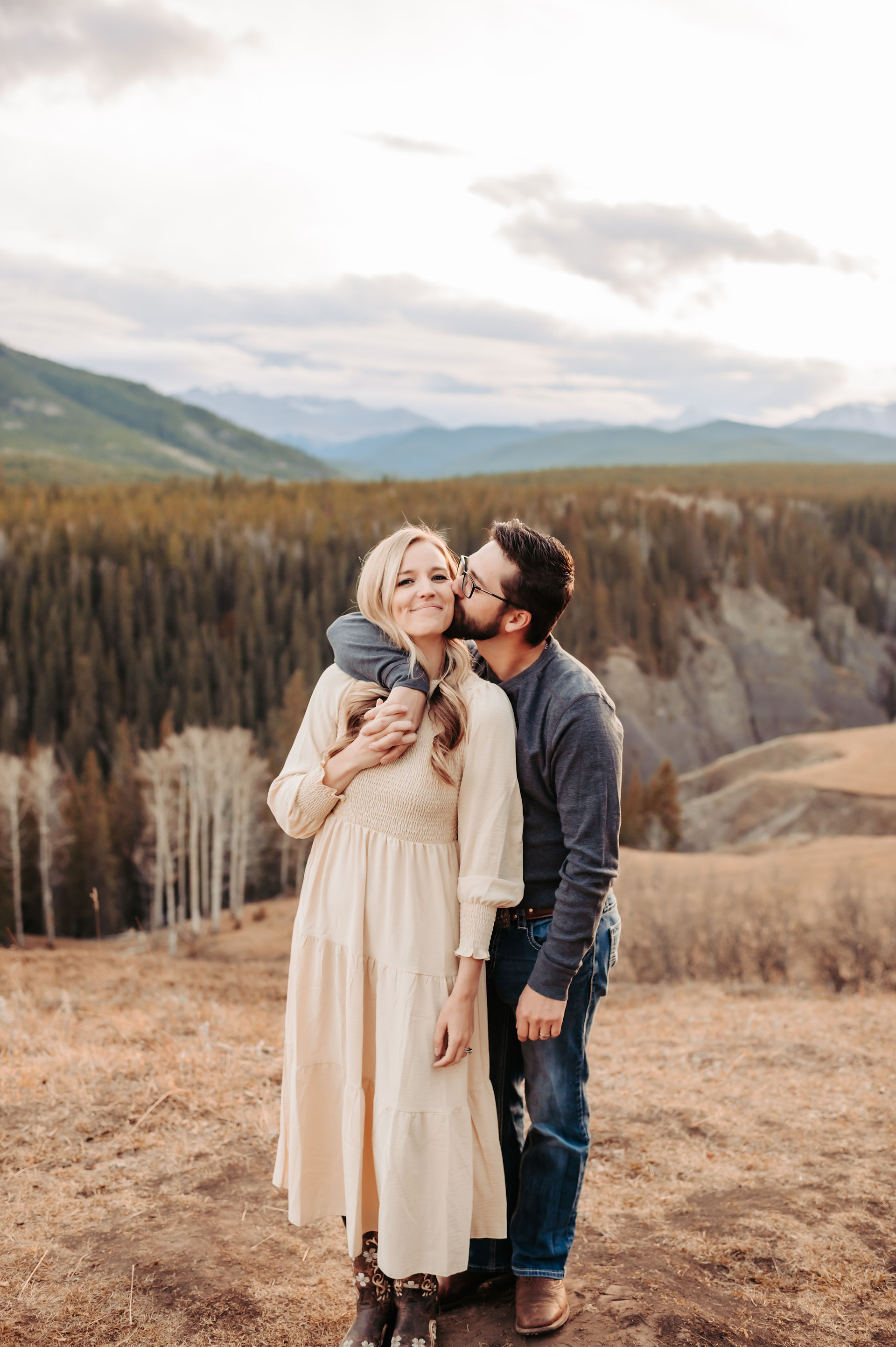 Couple during photography session in Kananaskis Alberta