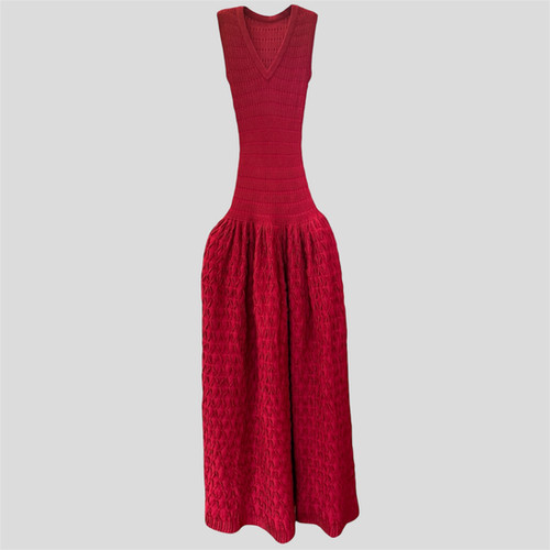 alaia red dress 2020 Magenta Halter Neck Backless Maxi (S) Very good vintage condition Please note that natural signs of wear are normal for vintage and pre Alaa Maxi Knitted Red Dress