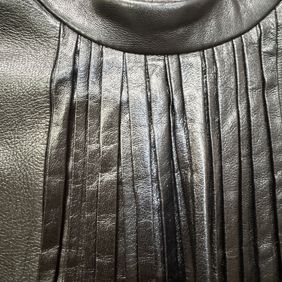 Thumbnail: Yves Saint Laurent Black Pleated Leather Dress