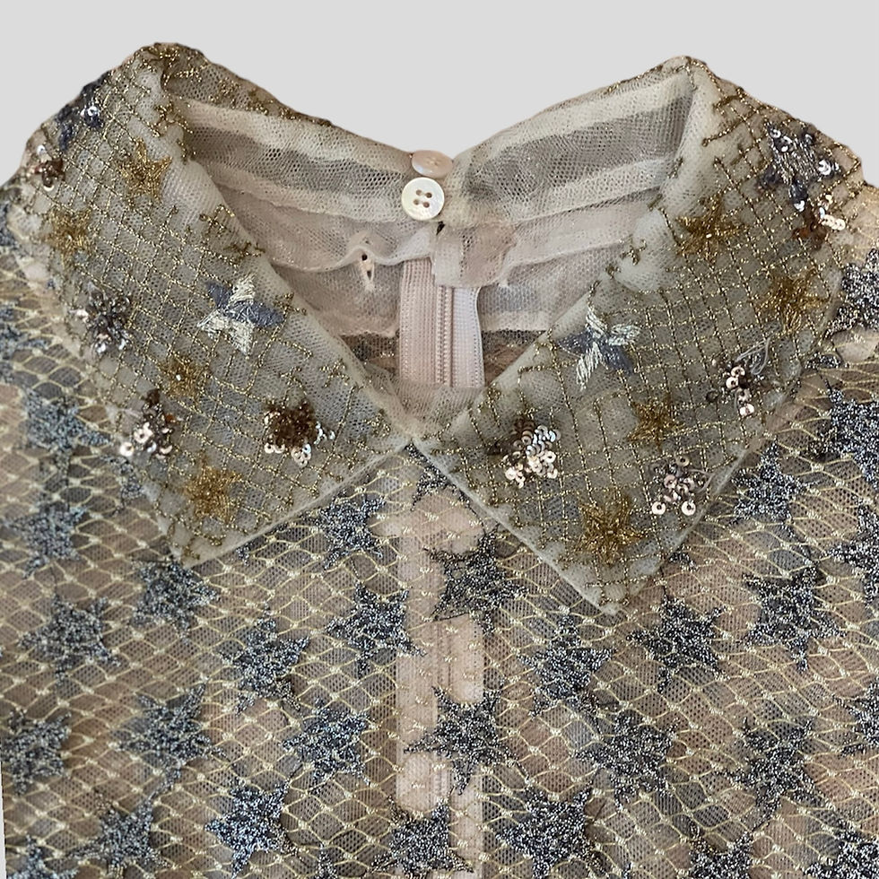 Miniature : Robe en crochet doré Valentino à motifs étoiles argentées
