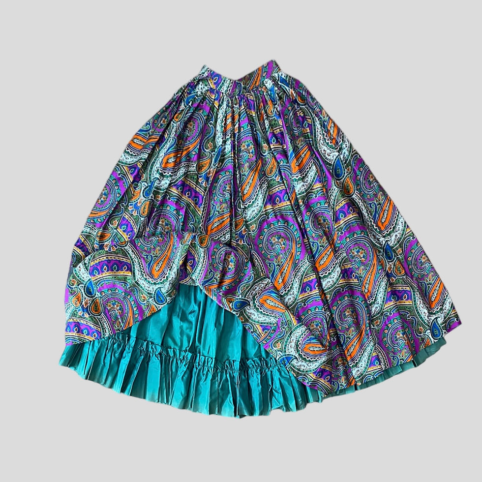Miniature : yves-saint-laurent-ysl-paris-long-skirt-colored-haute-couture-designer-la-mode-vintage-lamodevintage