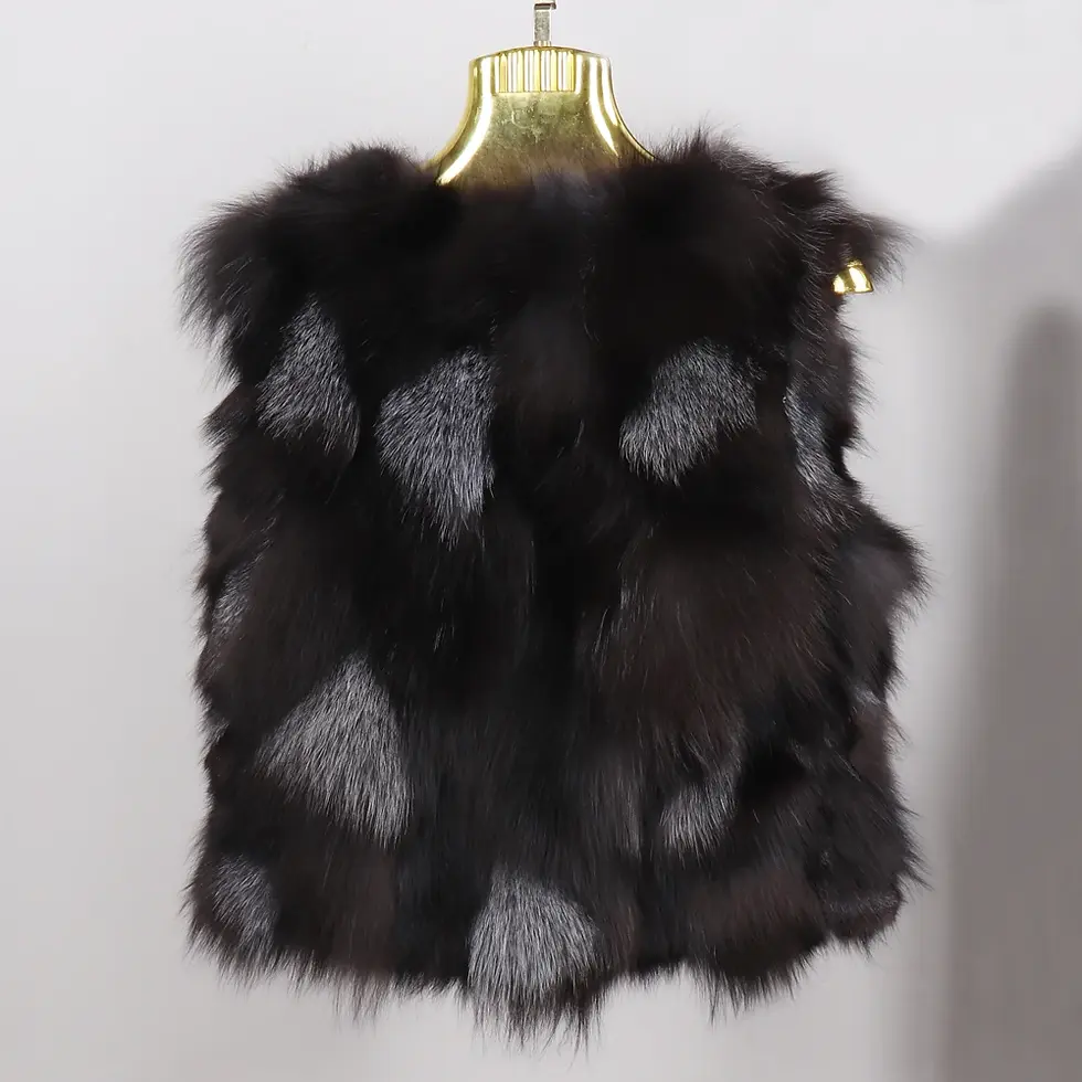 Thumbnail: Winter Women Real Sliver Fox Fur Vest Short Style Warm 100% Natural Real Sliver