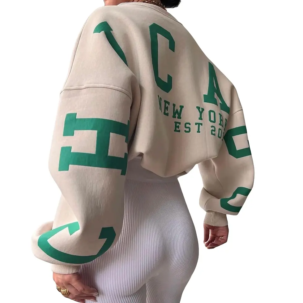 Thumbnail: Combhasaki Women's Y2K Grunge Loose Pullover Sweatshirts Letter Print Casual