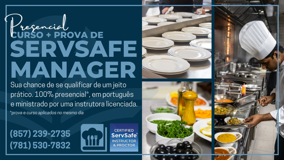 CURSO DE SERVSAFE MANAGER + PROVA | PORTUGUÊS EM TEWKSBURY