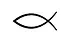 An ichthys Jesus fish symbol in black with white background