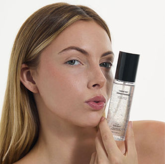 Minimalist, polished makeup for a skincare brand video shoot done by Los Angeles makeup artist