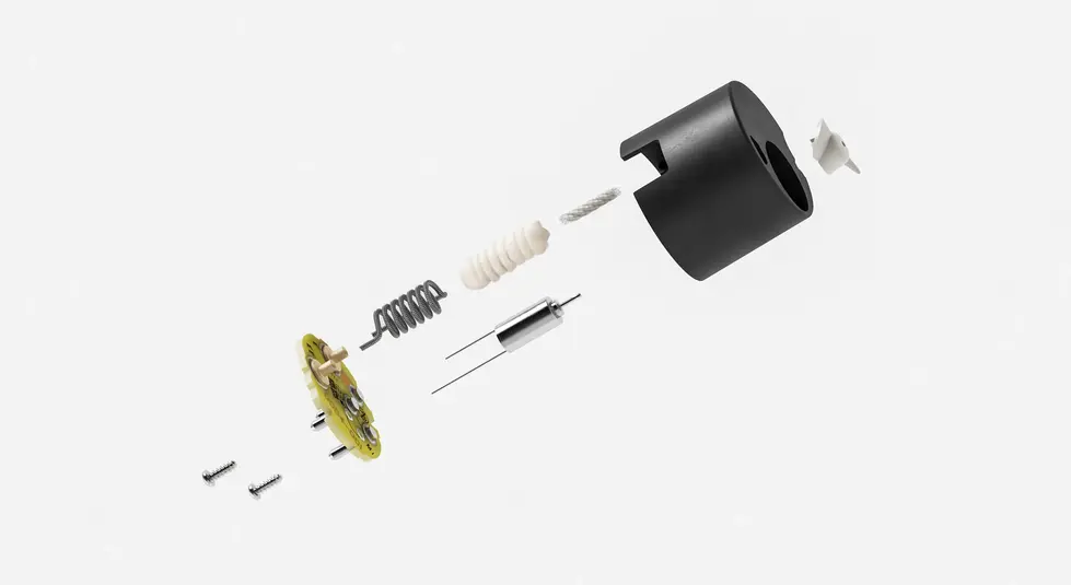 Exploded view render of the Self-Test module