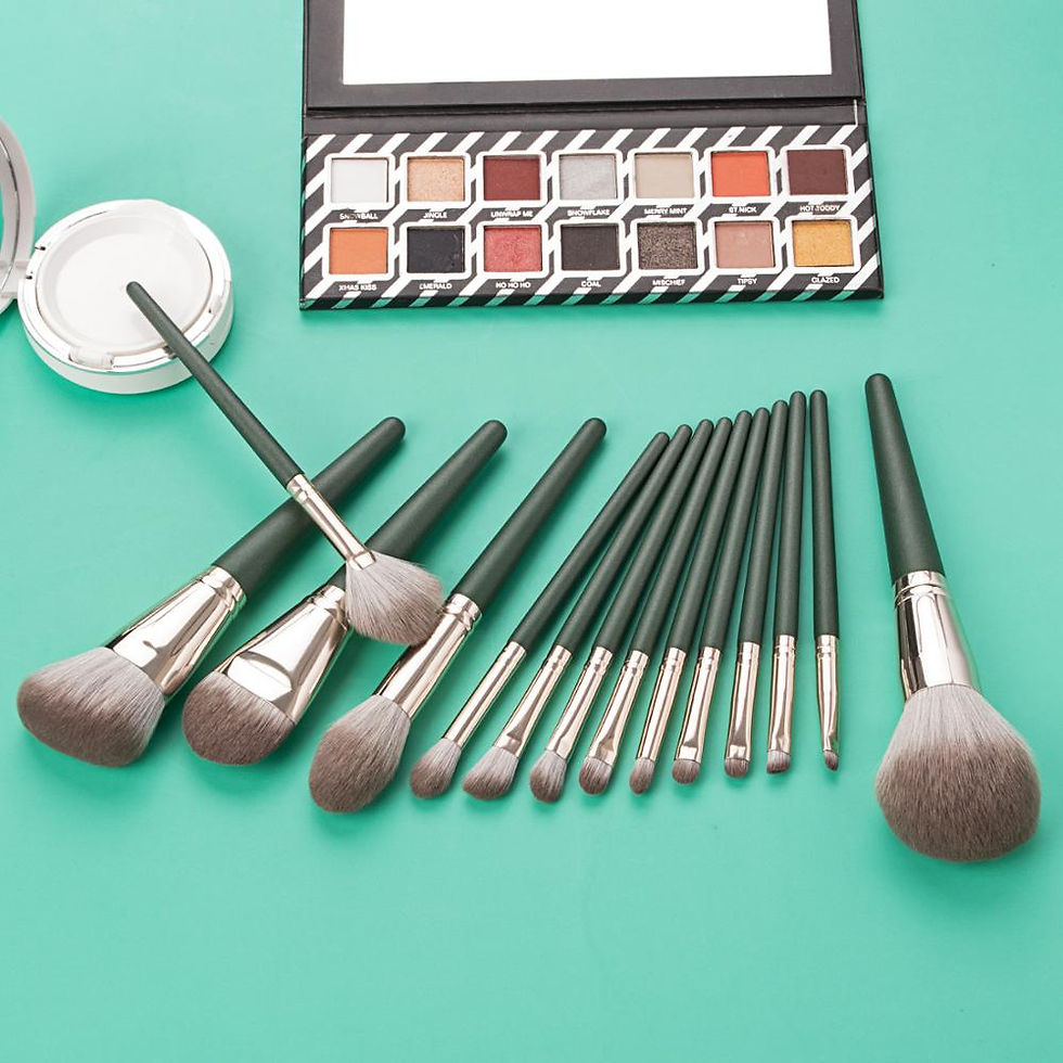 Thumbnail: 14pcs Green Makeup Brushes Set Beauty Foundation Powder Blush