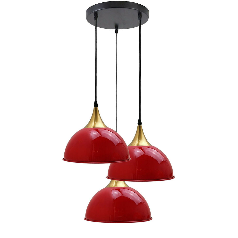 Thumbnail: Modern Hanging Red 3 Light Pendant Over Island ~3521