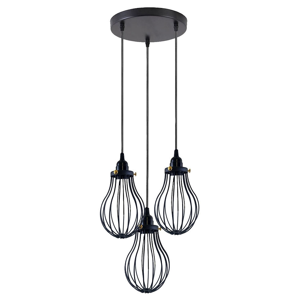 Thumbnail: Black Cage Pendant Light Kitchen E27 ~3398