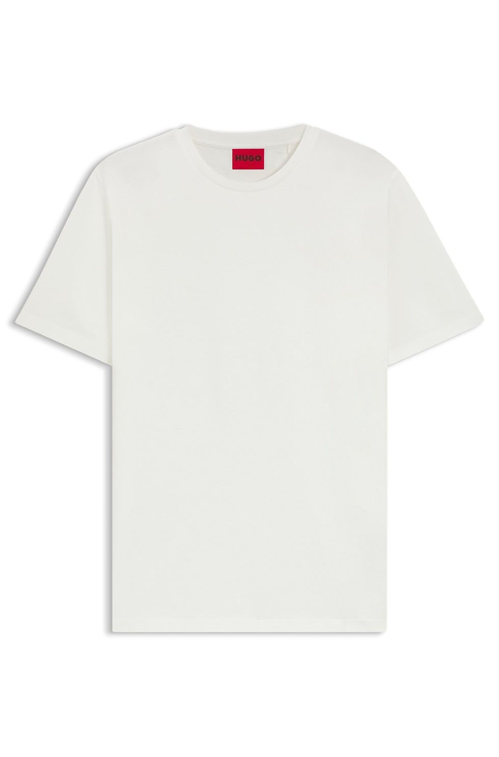 T-shirt blanc avec étiquette rouge, T-shirt slim en coton mercerisé, élégant et simple.