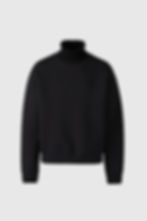 Un pull noir à col roulé. Diagonal Raised Fleece Lens Sweatpants. Mode pour l'hiver.