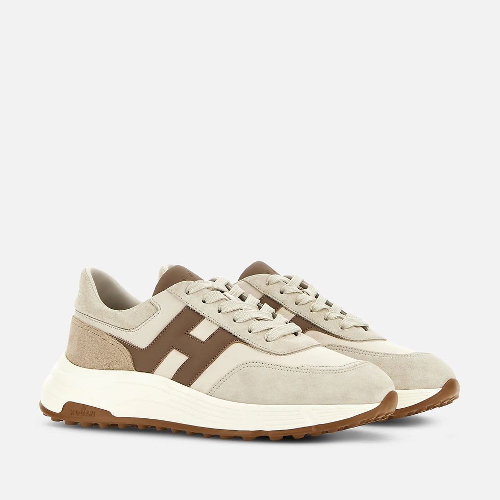 Sneakers Hogan Hyperlight Ivoire Marron, chaussures beige et marron, vue de face