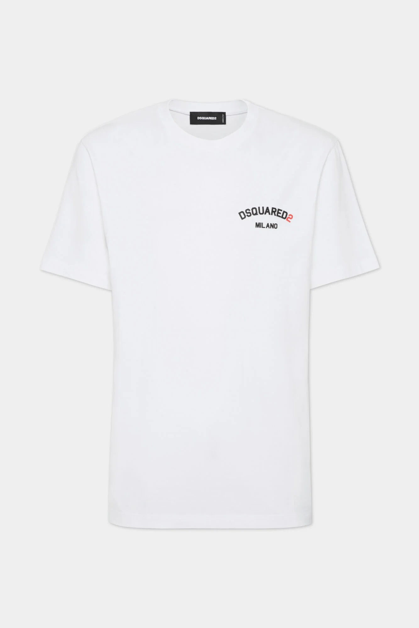T-shirt blanc avec logo imprimé Dsquared2, Regular Fit Rubber Logo T-Shirt, Boutique Karsenty.