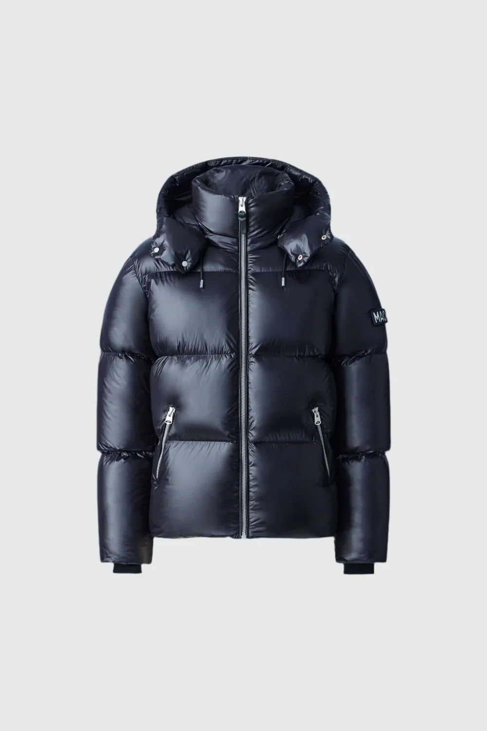 Veste d'hiver noire, avec capuche, 2100039 60/2 COTTON JERSEY, pour temps froid, Boutique Karsenty.