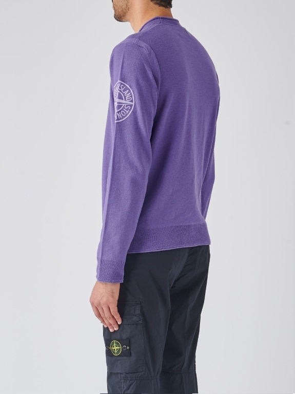 Miniature : Homme portant un pull violet avec le logo Stone Island, 90830 LINO NYLON TELA-TC.