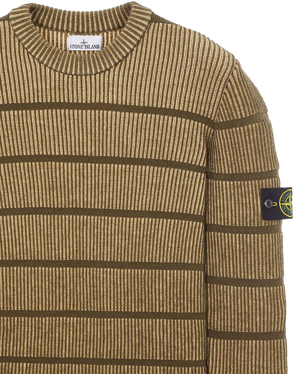 Miniature : Pull rayé Stone Island, vêtement de mode confortable, marron et élégant.
