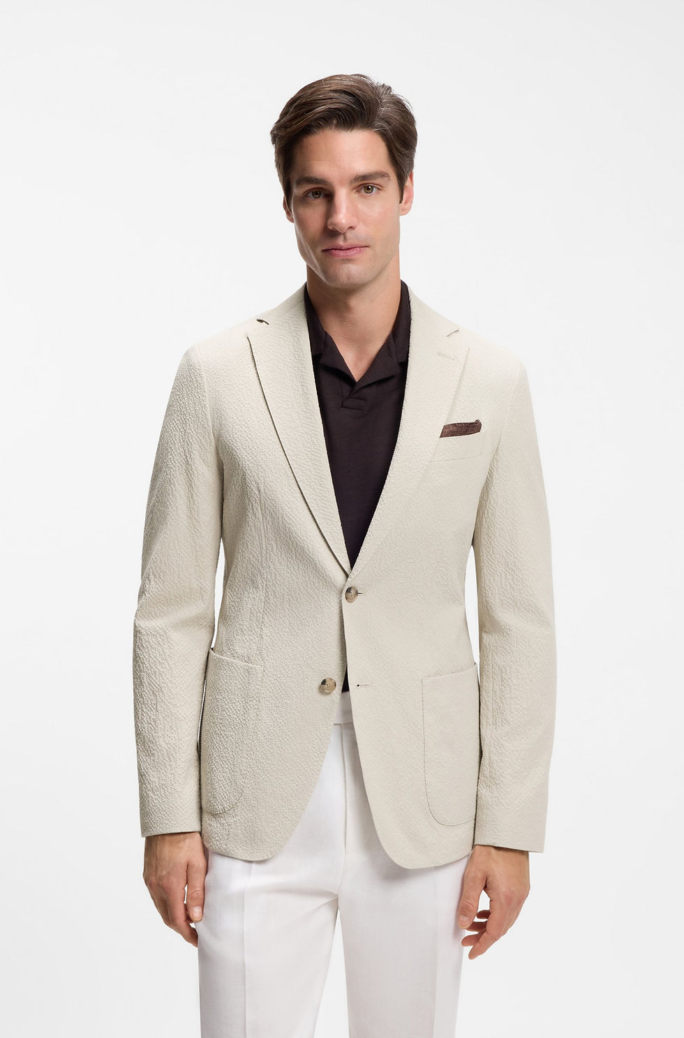 Miniature : Veste Slim Fit en seersucker de coton stretch