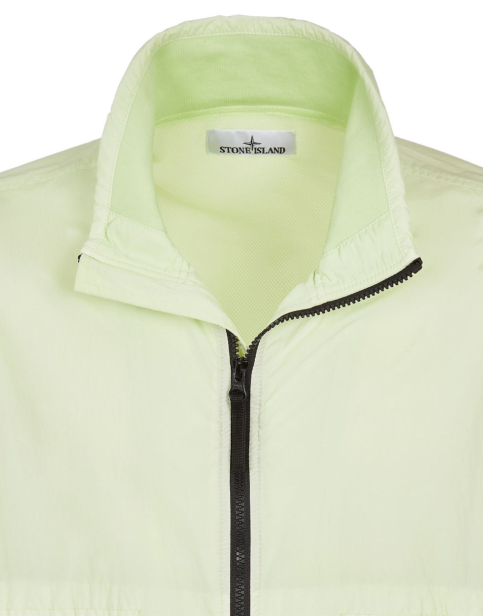 Miniature : Veste jaune avec fermeture éclair et col montant, texte 'STONE ISLAND' visible.