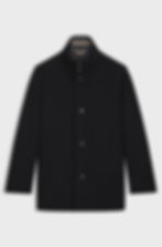 Manteau noir pour homme, boutons visibles, vêtements de qualité, Boutique Karsenty.