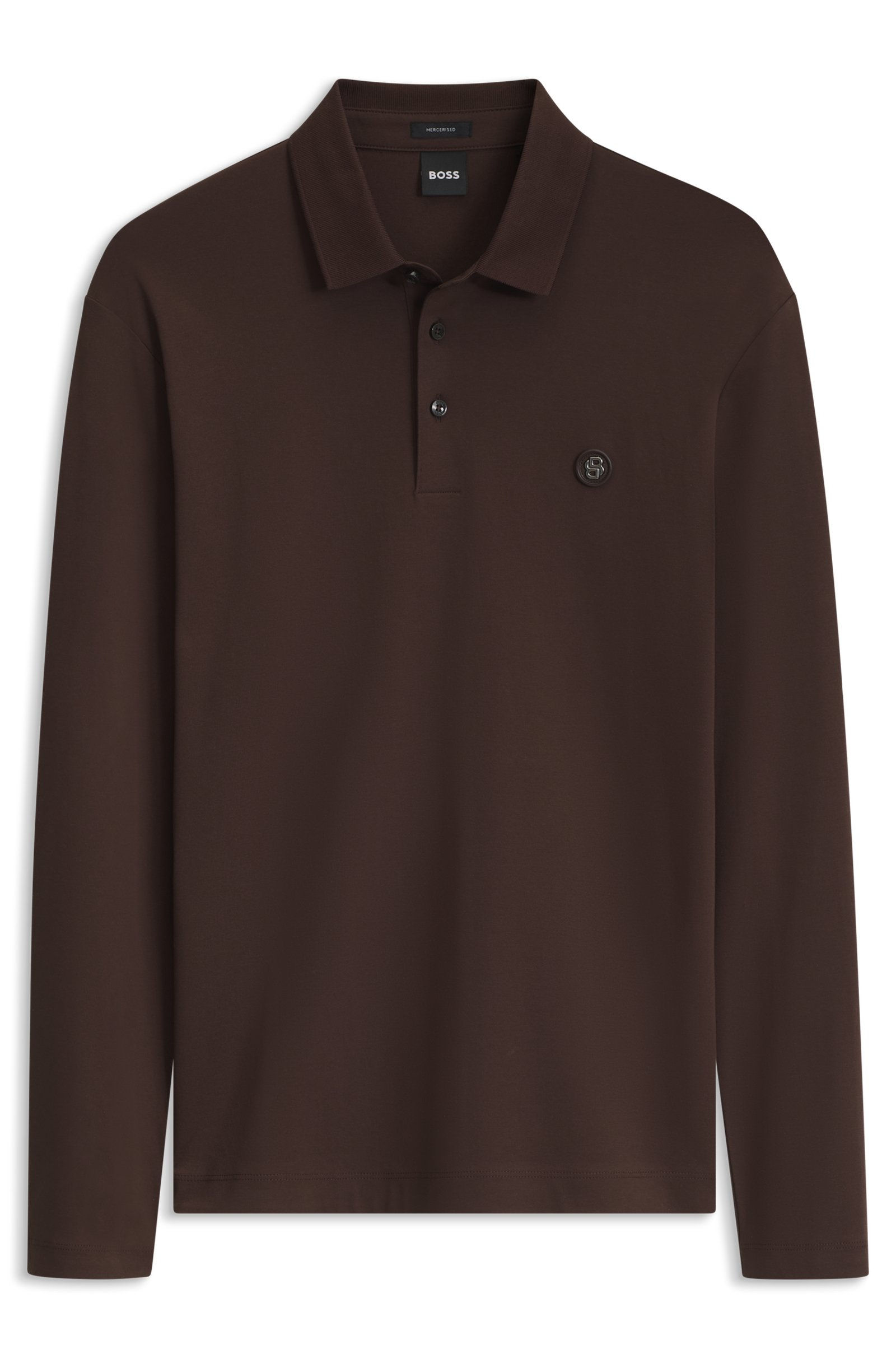 Polo en coton à manches longues avec monogramme Double B