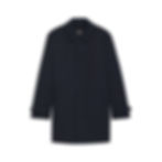 Manteau de ville bleu marine, col classique, boutons, manches longues. Boutique Karsenty.