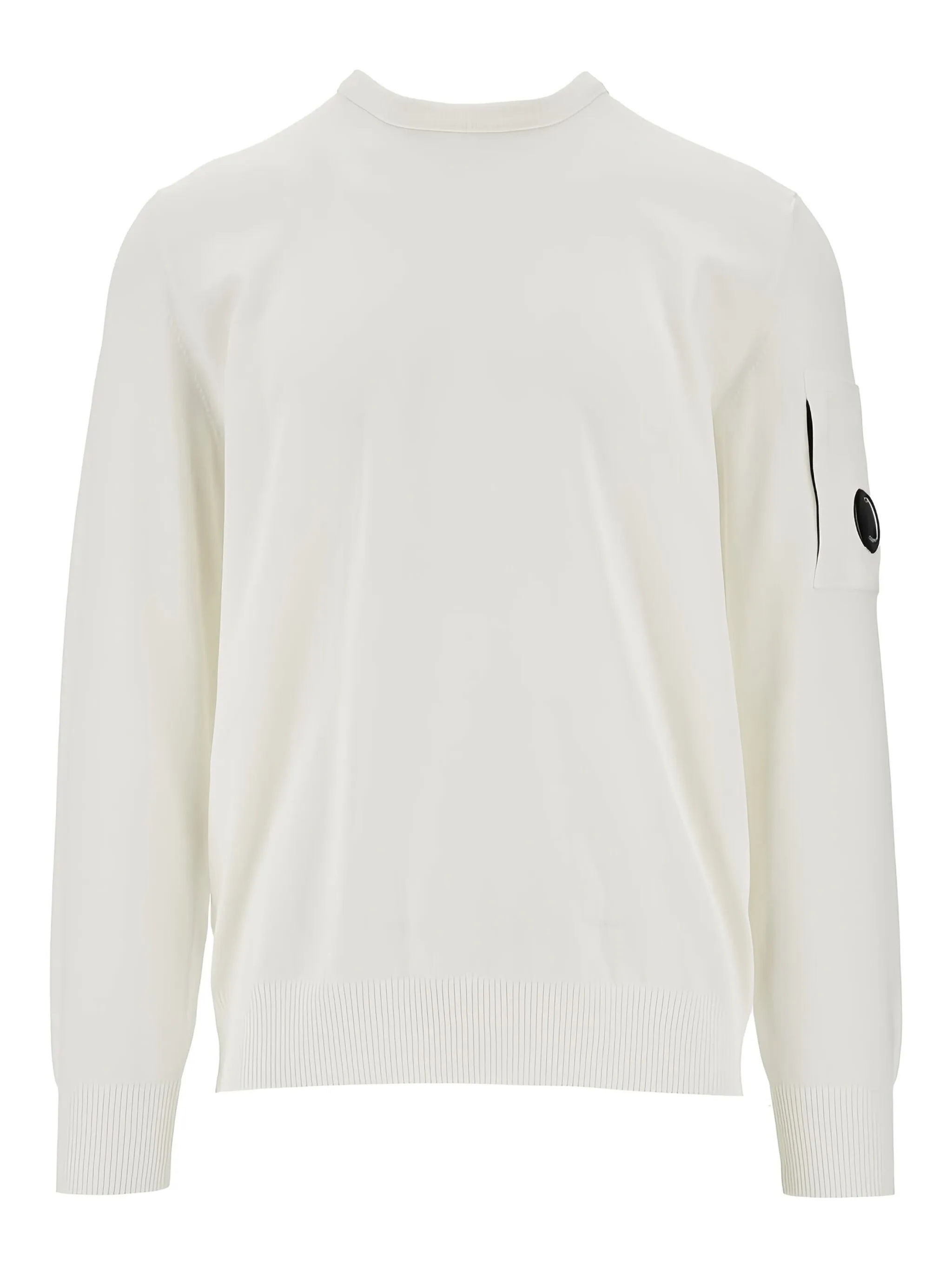 Pull blanc C.P. Company, poche sur la manche. Simple et épuré pour toutes occasions.