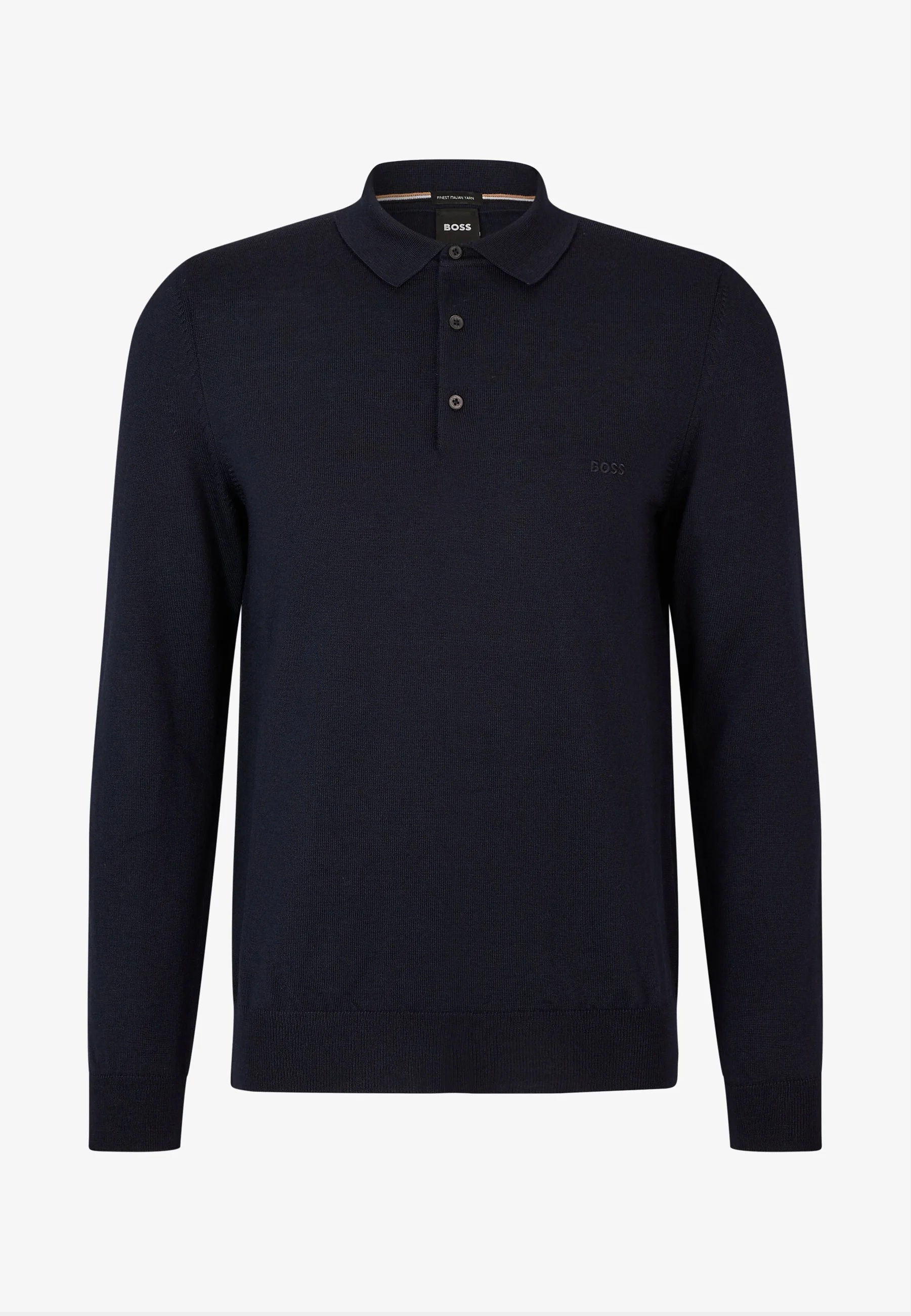 Pull à col Polo Regular en laine vierge avec logo brodé