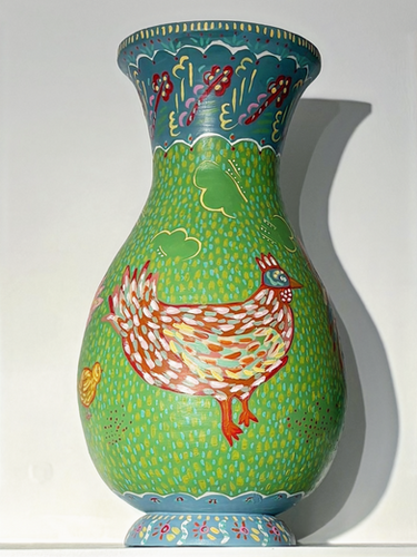 Christopher Riisager March of the Chickens Bamboo Vase by Freya Barton | MadeInThePewseyVale
