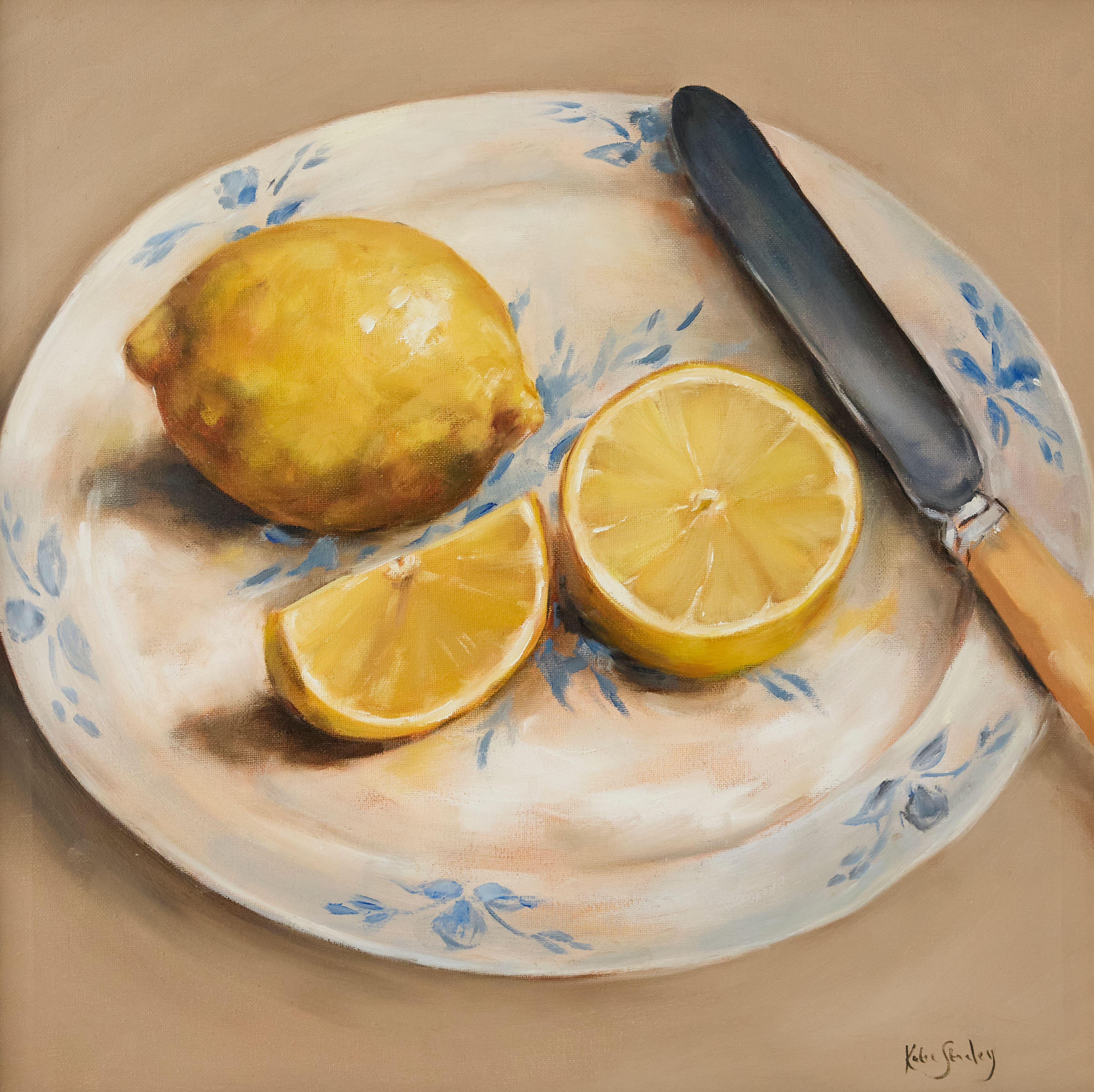 Lemons on Blue and White by Katie Stanley