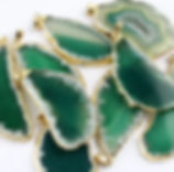 Thumbnail: Agate Slice Pendant Gold Plated Green