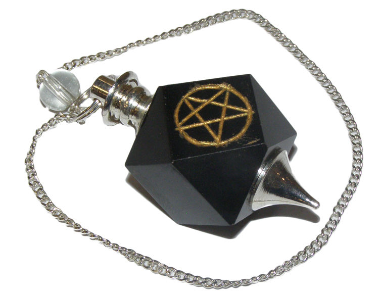 Thumbnail: Black Agate Gold Pentagram Pendulum