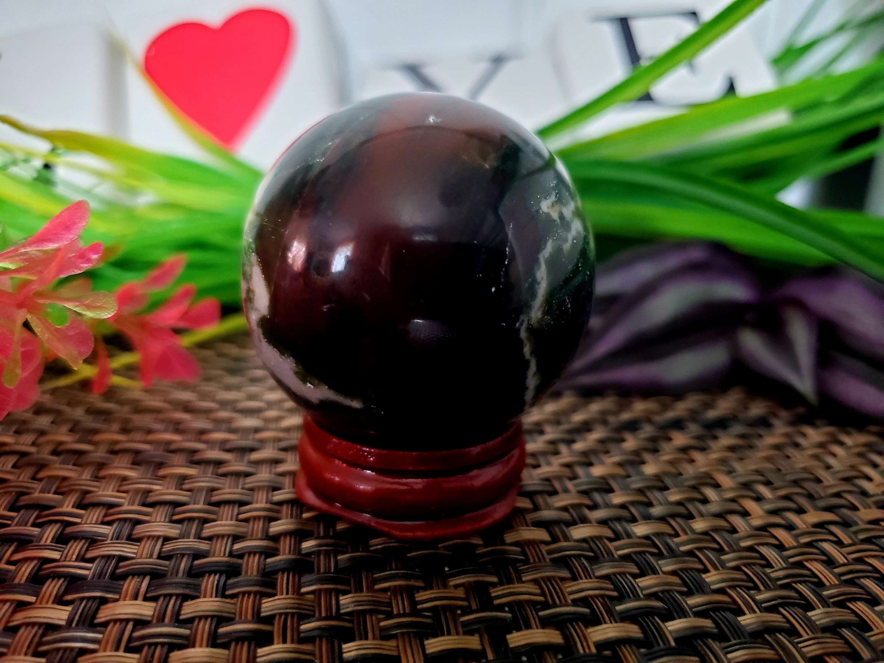 Natural  Indian Blood Stone  Sphere 50-60MM